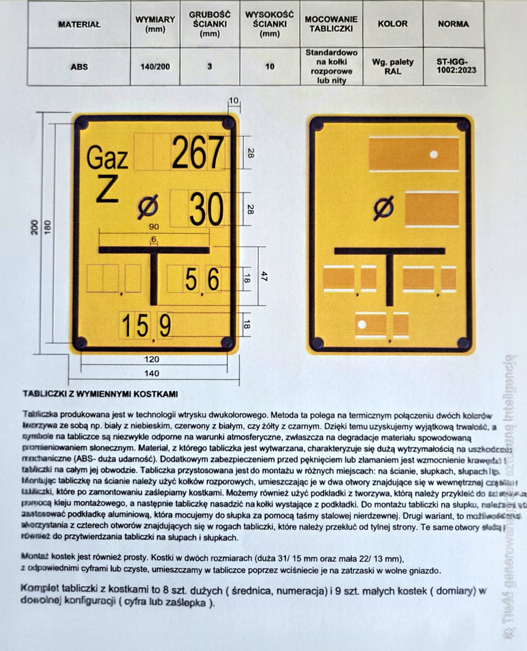Kostka do tabliczki wymiennej cyfra"6"duża ST-IGG-1004:2015 - obrazek 3