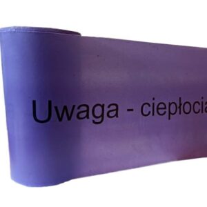 TAŚMA FIOLETOWA SZER. 20 CM. NADRUK: UWAGA CIEPŁOCIAG; ROLKA 100 MB