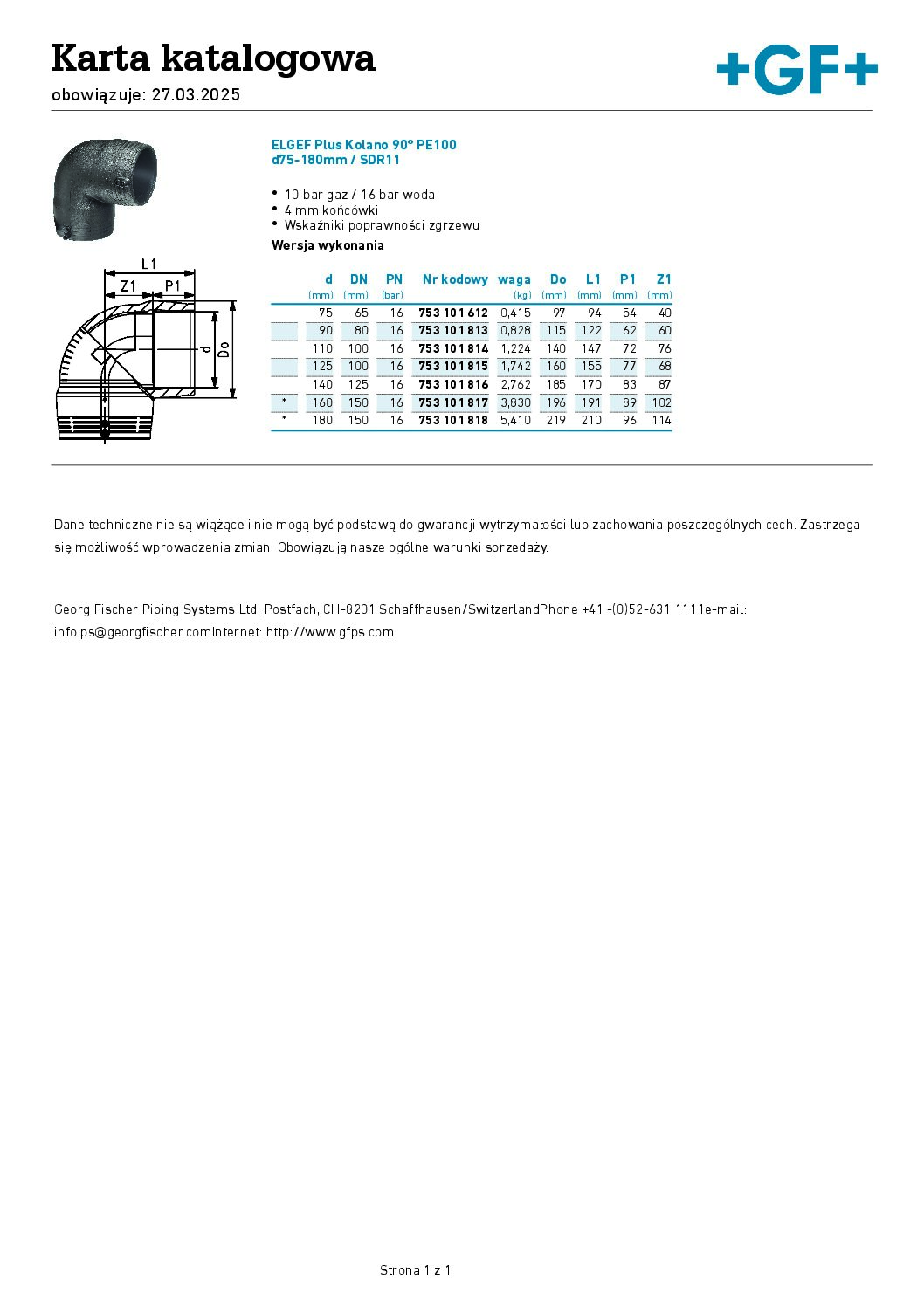+GF+ KOLANO ELEKTROOPOROWE PE 100 SDR11 DN 125/90 stopni ELEKTROKOLANO ELGEF Plus - obrazek 3