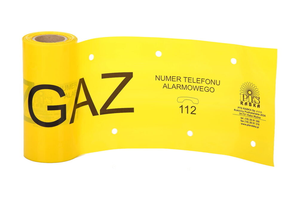 Taśma ostrzegawcza z napisem U-GAZ Perforowana 20cm