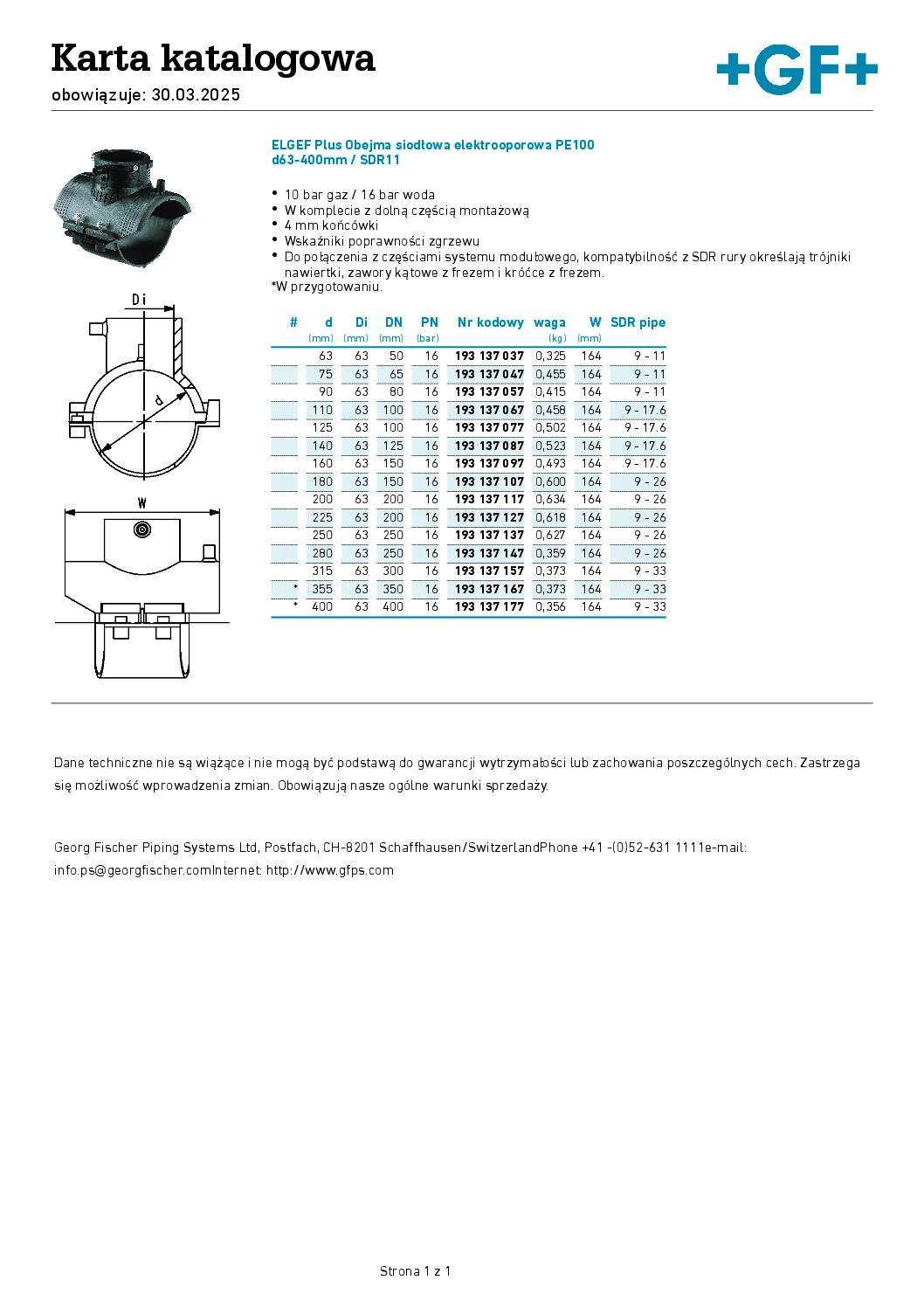 +GF+ Obejma siodłowa PE100 SDR11 125/63 ELGEF Plus - obrazek 3
