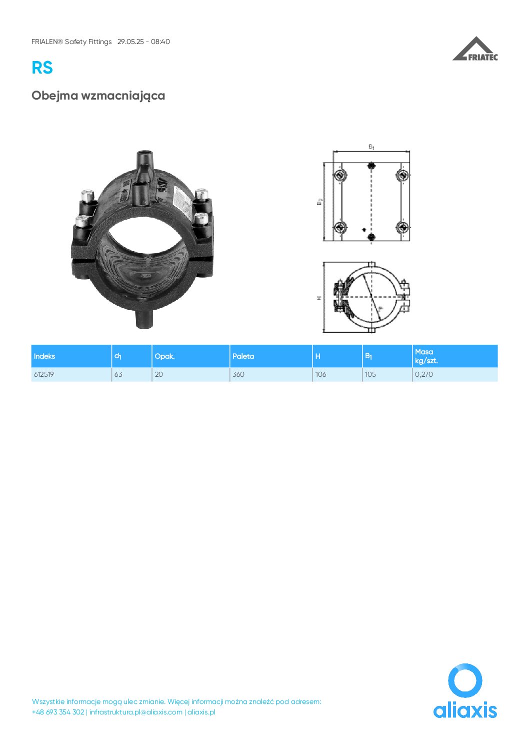 Obejma naprawcza FRIALEN RS PE100 SDR11 dn63 - obrazek 2