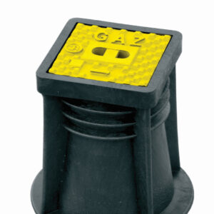 Skrzynka uliczna kwadratowa PEHD DN 150 h=270  Typ 3581 z napisem GAZ