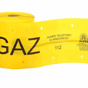 Taśma ostrzegawcza z wkładką metalową i napisem GAZ  20cm