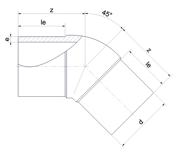 SIMONA kolano doczołowe dn110/45stopni PE100 SDR17 - obrazek 2