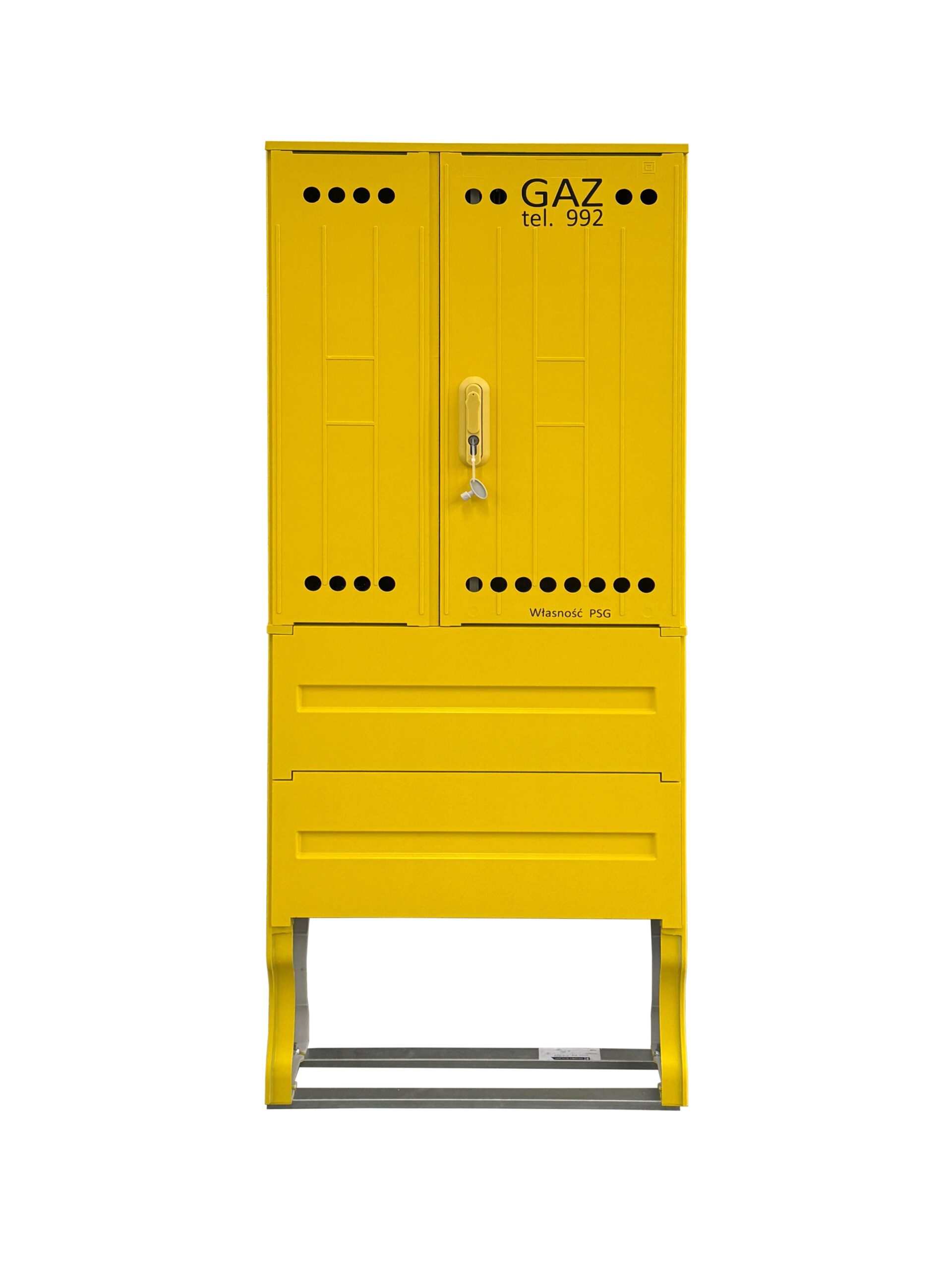 Szafka gazowa wolnostojącą z postumentem na 2 gazomierze G4 RAL 1021