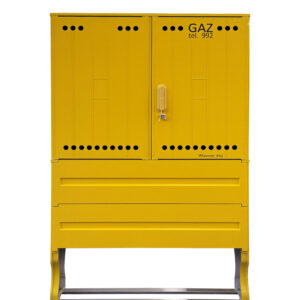 Szafka gazowa wolnostojącą z postumentem na 3 gazomierze G4 RAL 1021