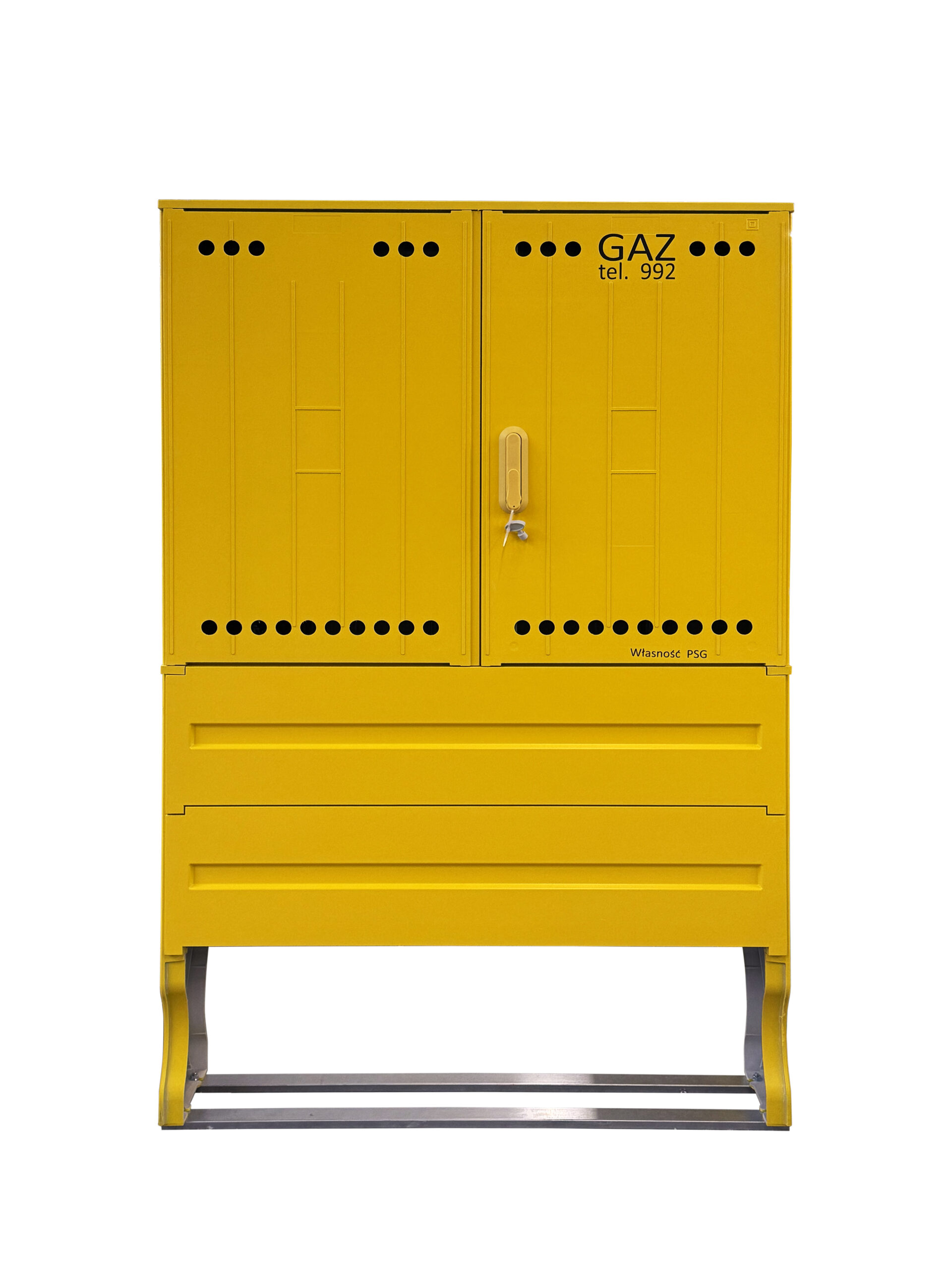 Szafka gazowa wolnostojącą z postumentem na 3 gazomierze G4 RAL 1021