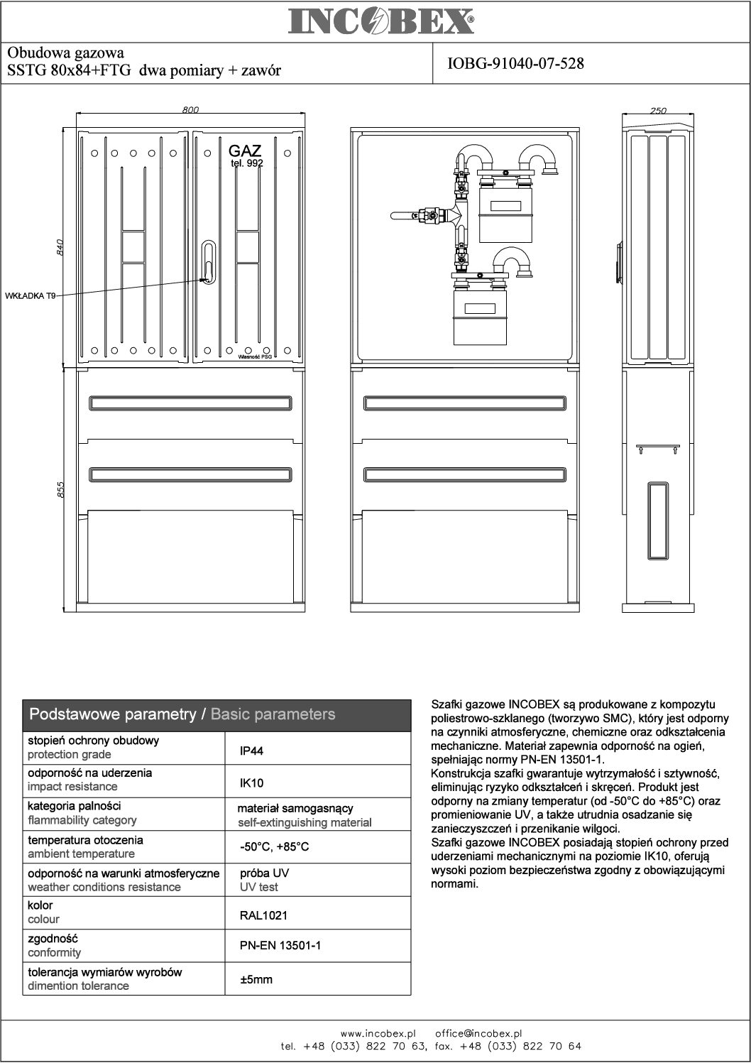 Szafka gazowa wolnostojącą z postumentem na 2 gazomierze G4 RAL 1021 - obrazek 4