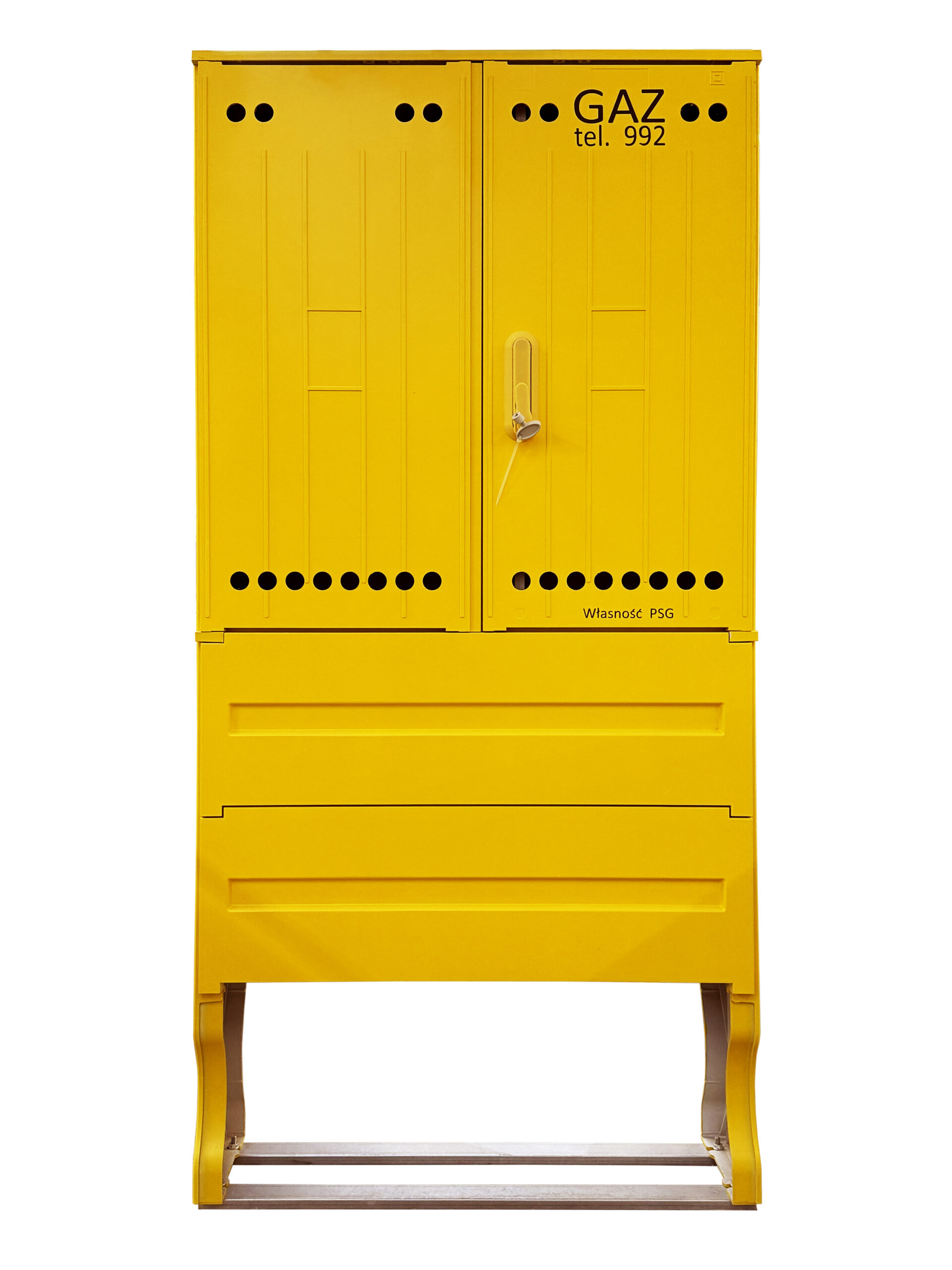 Szafka gazowa wolnostojącą z postumentem na 2 gazomierze G4 RAL 1021