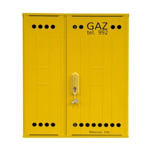Szafka gazowa wolnostojącą żółta RAL1021 z tworzywa SMC 84cmx66cmx25cm