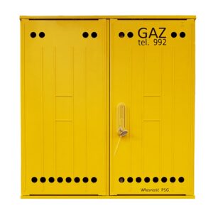 Szafka gazowa wolnostojącą żółta RAL1021 z tworzywa SMC 84cmx80cmx25cm