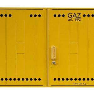 Szafka gazowa wolnostojącą żółta RAL1021 z tworzywa SMC 84cmx106cmx25cm