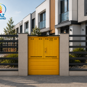 Szafka gazowa wolnostojącą z postumentem na cztery gazomierze G4 RAL1021 ŻÓŁTA